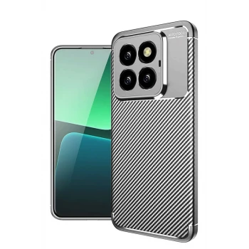 Newface Xiaomi Mi 14T Pro Kılıf Auto Focus Karbon Kapak - Gri