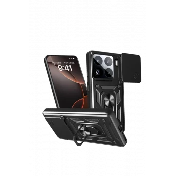 Newface Xiaomi Mi 15 Pro Kılıf Pars Lens Yüzüklü Silikon - Siyah