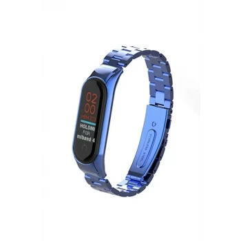 Newface Xiaomi Mi Band 4 Metal Baklalı Kordon - Mavi