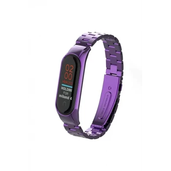 Newface Xiaomi Mi Band 4 Metal Baklalı Kordon - Mor