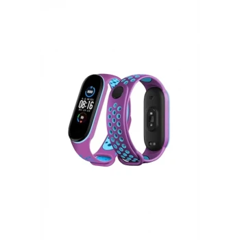 Newface Xiaomi Mi Band 6 Spor Delikli Kordon - Mor-Mavi
