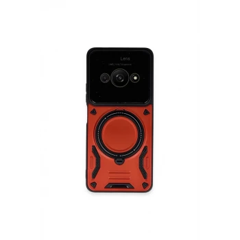 Newface Xiaomi Poco C61 Kılıf Joy Lens Standlı Kapak - Kırmızı