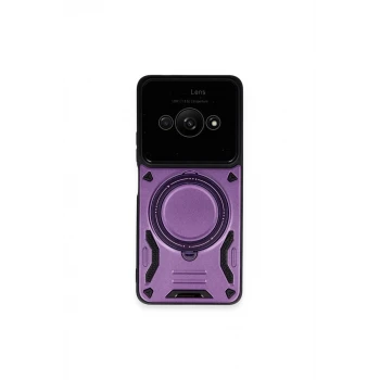 Newface Xiaomi Poco C61 Kılıf Joy Lens Standlı Kapak - Mor