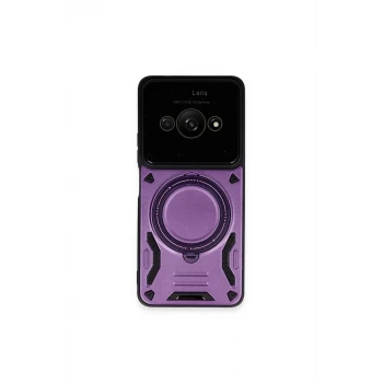 Newface Xiaomi Poco C61 Kılıf Joy Lens Standlı Kapak - Mor