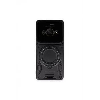 Newface Xiaomi Poco C61 Kılıf Joy Lens Standlı Kapak - Siyah
