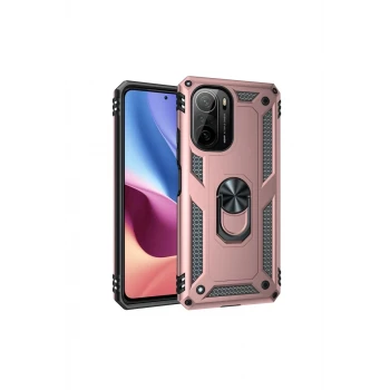 Newface Xiaomi Poco F3 Kılıf Sofya Yüzüklü Silikon Kapak - Rose