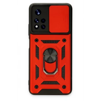 Newface Xiaomi Poco M4 Pro 5G Kılıf Pars Lens Yüzüklü Silikon - Kırmızı