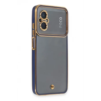 Newface Xiaomi Poco M5 Kılıf Liva Lens Silikon - Mavi