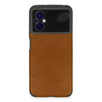 Newface Xiaomi Poco M5 Kılıf Loop Deri Silikon - Kahverengi