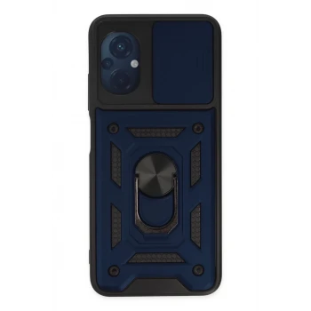Newface Xiaomi Poco M5 Kılıf Pars Lens Yüzüklü Silikon - Lacivert