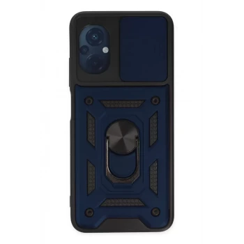 Newface Xiaomi Poco M5 Kılıf Pars Lens Yüzüklü Silikon - Lacivert