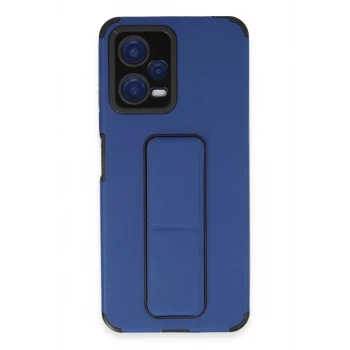 Newface Xiaomi Poco X5 5G Kılıf Mega Standlı Silikon - Mavi