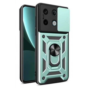 Newface Xiaomi Poco X6 Pro Kılıf Pars Lens Yüzüklü Silikon - Yeşil