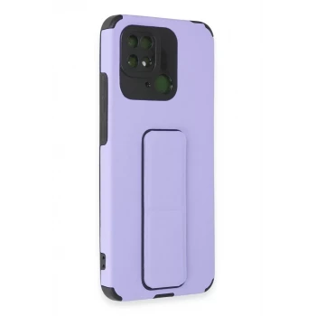 Newface Xiaomi Redmi 10C Kılıf Mega Standlı Silikon - Lila