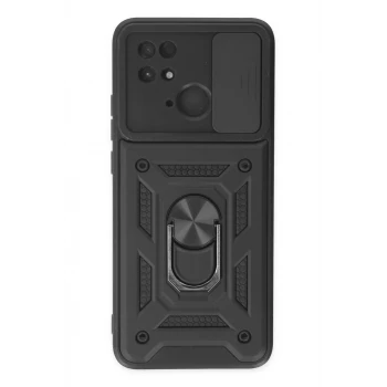 Newface Xiaomi Redmi 10C Kılıf Pars Lens Yüzüklü Silikon - Siyah