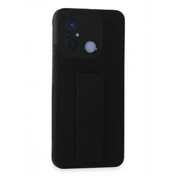 Newface Xiaomi Redmi 12C Kılıf Mega Standlı Silikon - Siyah
