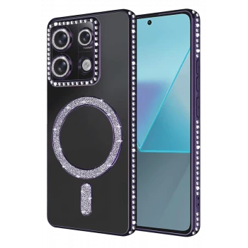 Newface Xiaomi Redmi 13C Joke Simli Magneticsafe Kılıf - Derin Mor