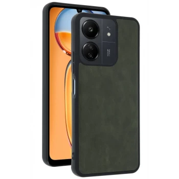 Newface Xiaomi Redmi 13C Kılıf Aras Deri Kapak - Açık Yeşil