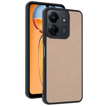 Newface Xiaomi Redmi 13C Kılıf Aras Deri Kapak - Pudra
