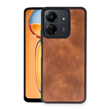 Newface Xiaomi Redmi 13C Kılıf Aras Deri Kapak - Taba