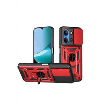 Newface Xiaomi Redmi 15C 4G Pars Lens Yüzüklü Silikon - Kırmızı