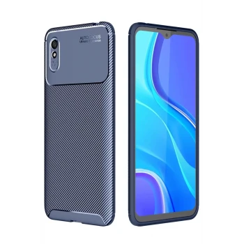 Newface Xiaomi Redmi 9A Kılıf Auto Focus Karbon Kapak - Lacivert