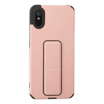 Newface Xiaomi Redmi 9A Kılıf Mega Standlı Silikon - Pudra