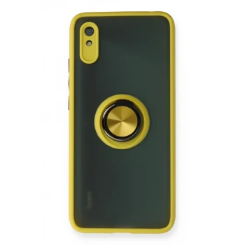 Newface Xiaomi Redmi 9A Kılıf Montreal Yüzüklü Silikon Kapak - Sarı