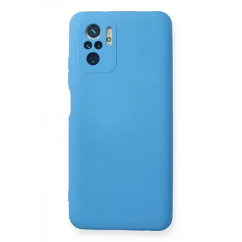 Newface Xiaomi Redmi Note 10 Kılıf Nano içi Kadife Silikon - Mavi
