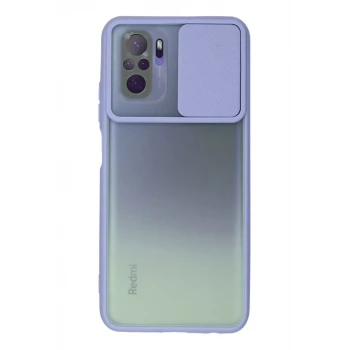 Newface Xiaomi Redmi Note 10 Kılıf Palm Buzlu Kamera Sürgülü Silikon - Lila