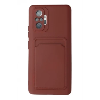 Newface Xiaomi Redmi Note 10 Pro Kılıf Kelvin Kartvizitli Silikon - Bordo