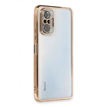 Newface Xiaomi Redmi Note 10 Pro Kılıf Razer Lensli Silikon - Gold