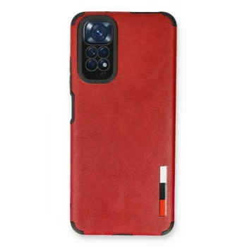 Newface Xiaomi Redmi Note 11 Kılıf Loop Deri Silikon - Kırmızı