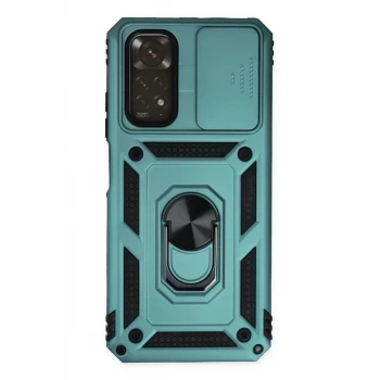 Newface Xiaomi Redmi Note 11 Kılıf Pars Lens Yüzüklü Silikon - Yeşil