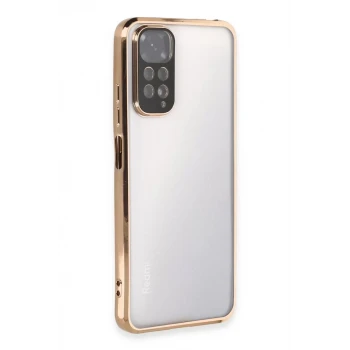 Newface Xiaomi Redmi Note 11 Kılıf Razer Lensli Silikon - Gold