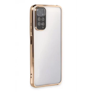 Newface Xiaomi Redmi Note 11 Kılıf Razer Lensli Silikon - Gold