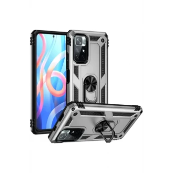 Newface Xiaomi Redmi Note 11T Kılıf Sofya Yüzüklü Silikon Kapak - Gümüş