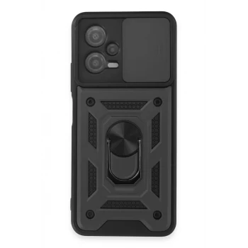 Newface Xiaomi Redmi Note 12 5G Kılıf Pars Lens Yüzüklü Silikon - Siyah