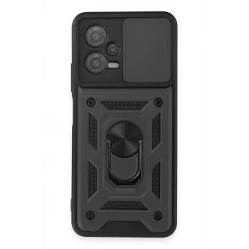 Newface Xiaomi Redmi Note 12 5G Kılıf Pars Lens Yüzüklü Silikon - Siyah