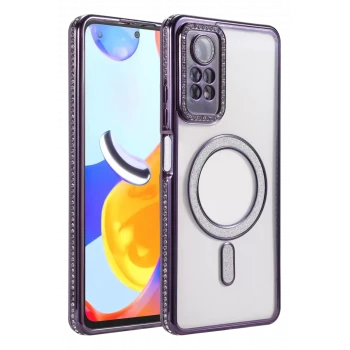 Newface Xiaomi Redmi Note 12 Pro 4G Joke Simli Magneticsafe Kılıf - Derin Mor