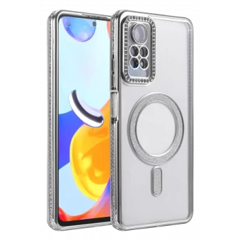 Newface Xiaomi Redmi Note 12 Pro 4G Joke Simli Magneticsafe Kılıf - Gümüş