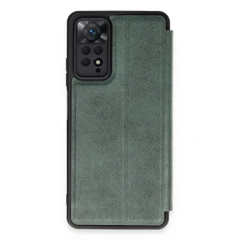 Newface Xiaomi Redmi Note 12 Pro 4G Kılıf Flip Cover - Koyu Yeşil