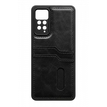 Newface Xiaomi Redmi Note 12 Pro 4G Kılıf Sara Kartvizitli Deri Kılıf - Siyah