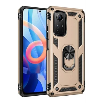 Newface Xiaomi Redmi Note 12S Kılıf Sofya Yüzüklü Silikon Kapak - Gold