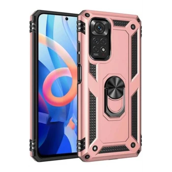 Newface Xiaomi Redmi Note 12S Kılıf Sofya Yüzüklü Silikon Kapak - Rose