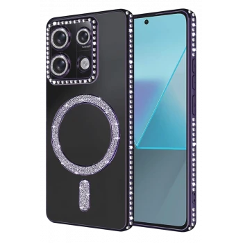 Newface Xiaomi Redmi Note 13 Pro 4G Joke Simli Magneticsafe Kılıf - Derin Mor