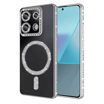 Newface Xiaomi Redmi Note 13 Pro 4G Joke Simli Magneticsafe Kılıf - Gümüş