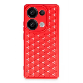 Newface Xiaomi Redmi Note 13 Pro 4G Kılıf Petek Silikon Kapak - Kırmızı