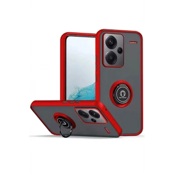 Newface Xiaomi Redmi Note 13 Pro Plus Kılıf Montreal Yüzüklü Silikon Kapak - Kırmızı