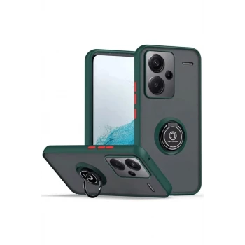 Newface Xiaomi Redmi Note 13 Pro Plus Kılıf Montreal Yüzüklü Silikon Kapak - Yeşil